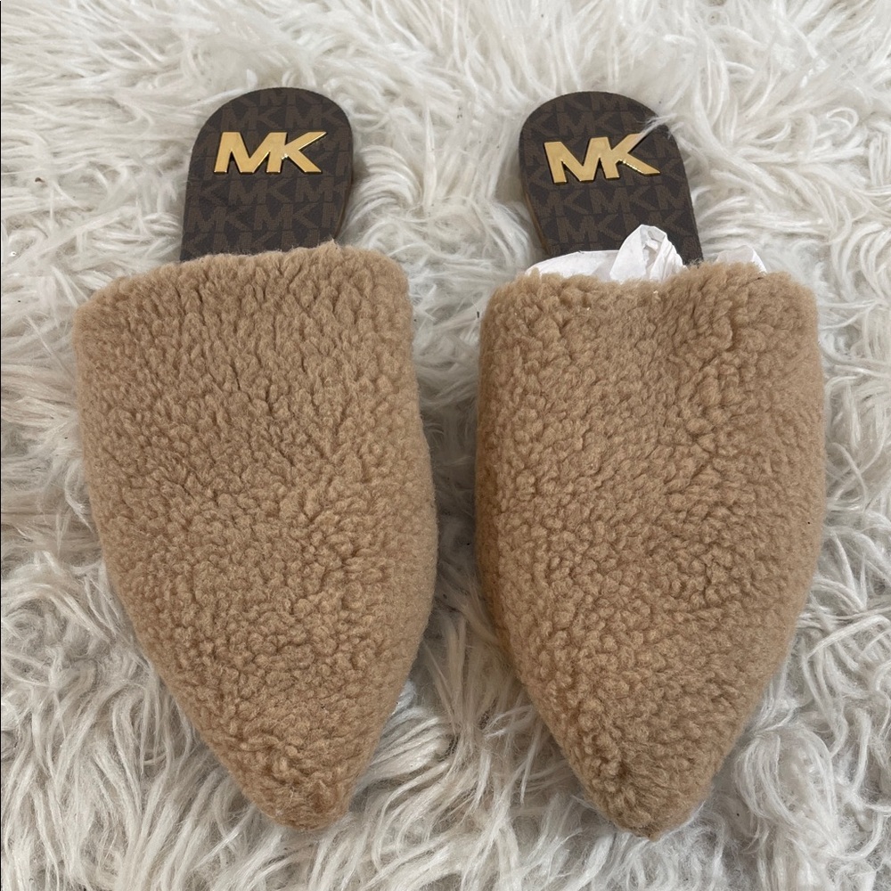 MICHAEL MICHAEL KORS Renee Pointed Toe Slip On Faux Fur Mule Slippers Shoes 10 - Picture 3 of 13